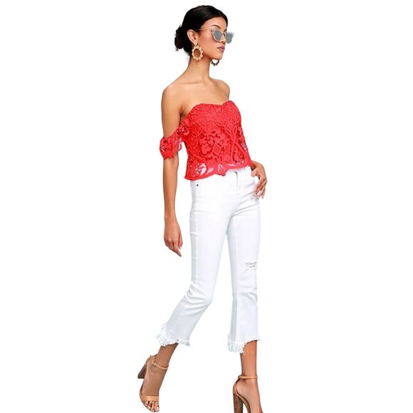 Lush Tops - NWT LUSH WOMEN'S RED LACE CROP TOP - SIZE LARGE  ***Item: 0689